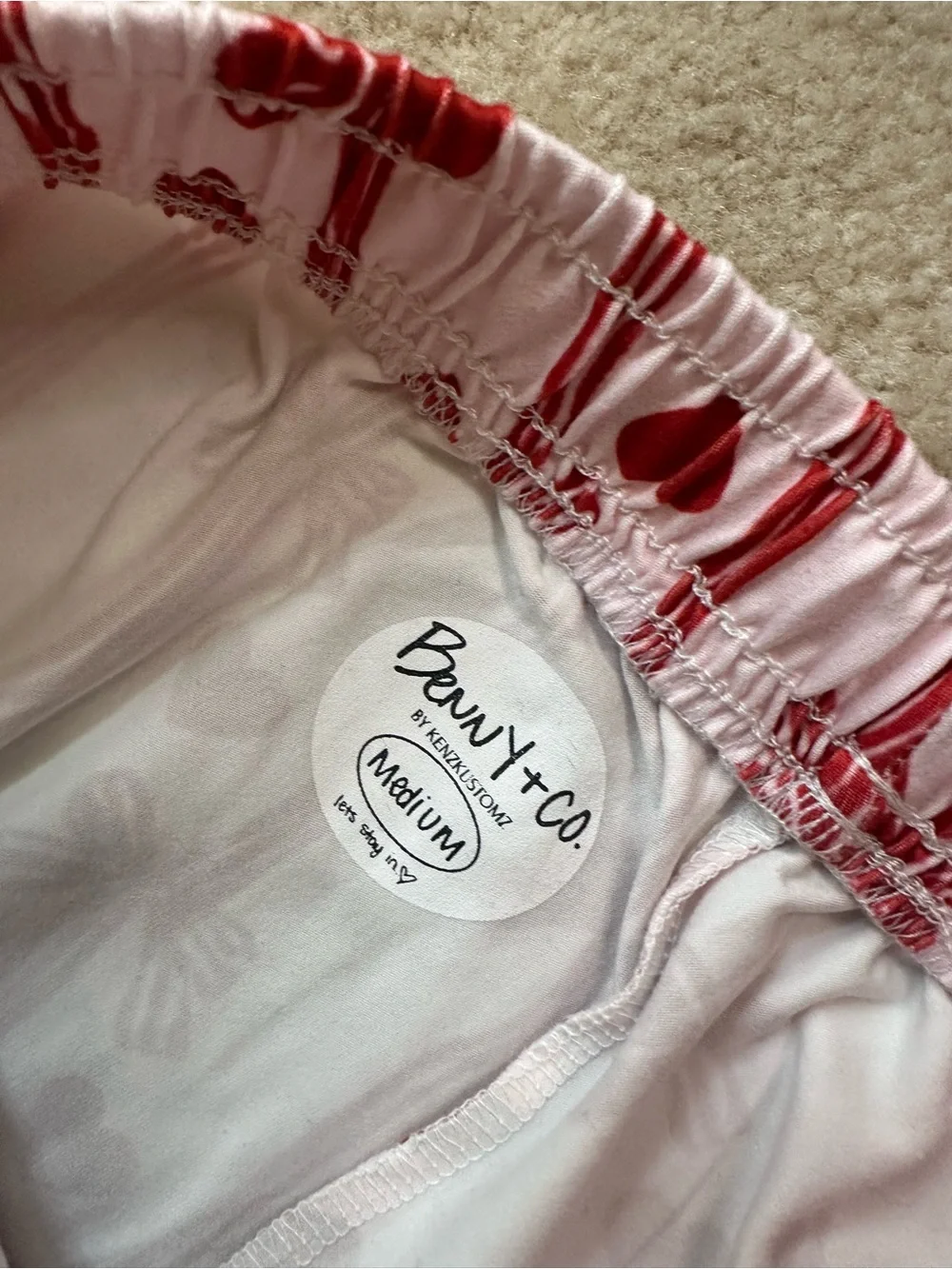Spearmint Love Benny + Co Red Bows Organic Pointelle Pink Lounge Set Size M $84